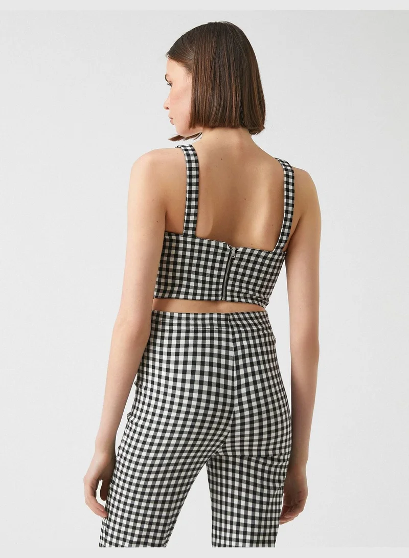 KOTON U Neck Check Tank Top