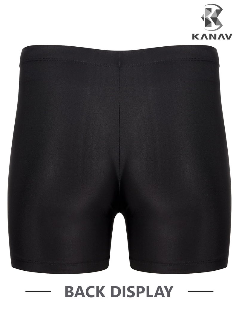 KANAV Men's Athletic Square Leg Swimsuit Jammers Durable Compression Swim Briefs Training Bathing Swimming Shorts Black - Image 3