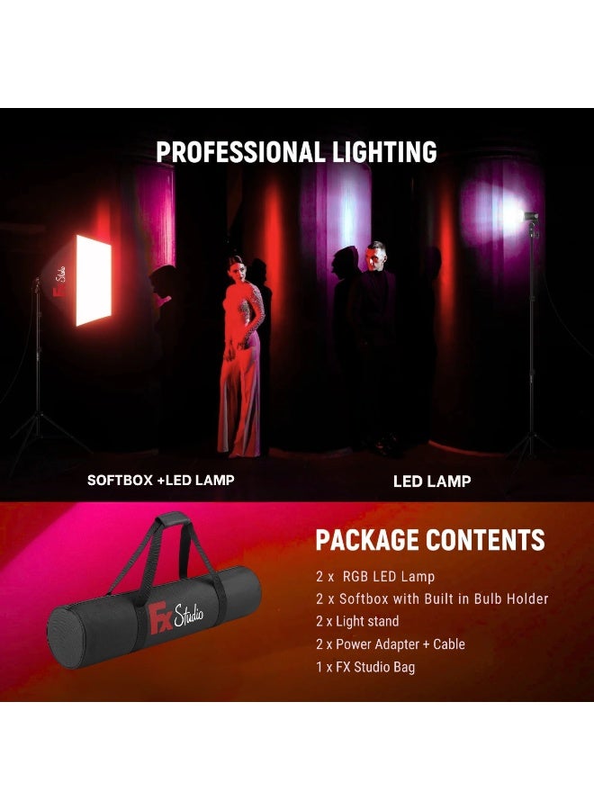 اف اكس ستوديو 60×90cm Softbox Lighting Kit – 200W RGB with Remote Softbox+Stands+Bag - Image 3