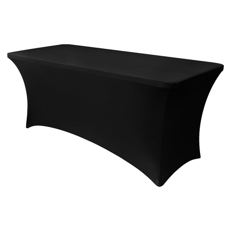 Obstal Spandex Table Cover 6ft Fitted Tablecloth Rectangular  Black Rectangle Folding Table Cloth for Birthday Party Wedding Banquet 72L x 30W Inch
