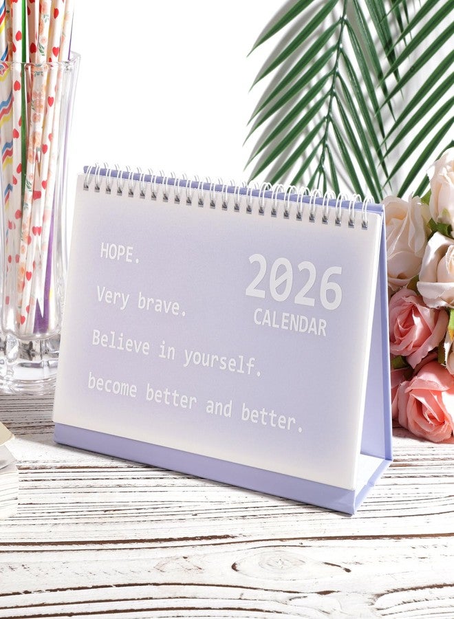 Penitue 2025-2026 Small Desk Calendar, 18 Months July 2025-Dec 2026 Mini Standing Flip Calendar Portable Desktop Planner for Home Office School (Purple) - Image 3