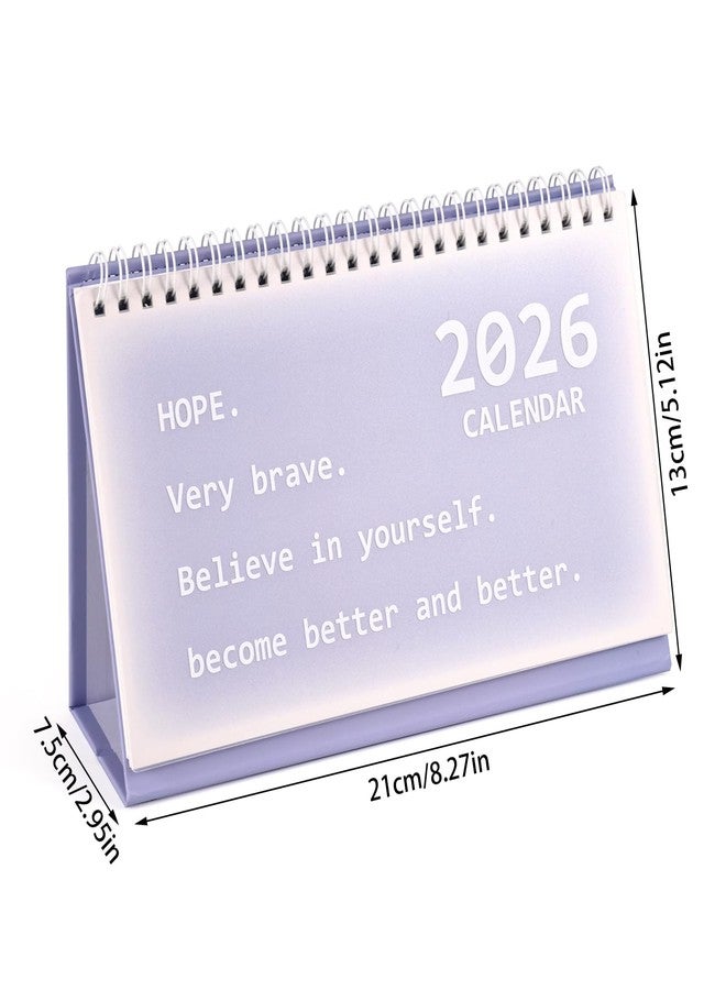 Penitue 2025-2026 Small Desk Calendar, 18 Months July 2025-Dec 2026 Mini Standing Flip Calendar Portable Desktop Planner for Home Office School (Purple) - Image 2