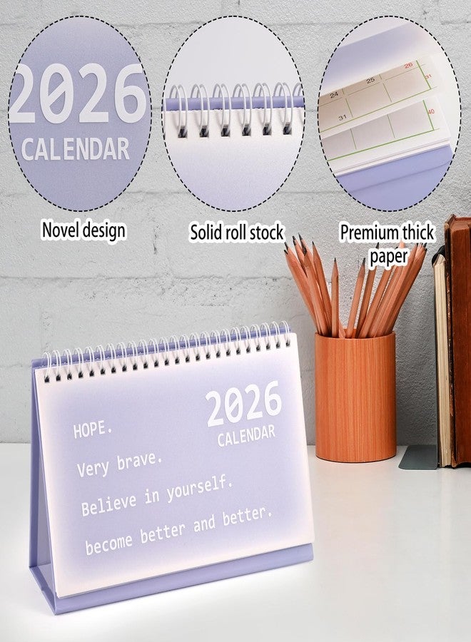 Penitue 2025-2026 Small Desk Calendar, 18 Months July 2025-Dec 2026 Mini Standing Flip Calendar Portable Desktop Planner for Home Office School (Purple) - Image 4