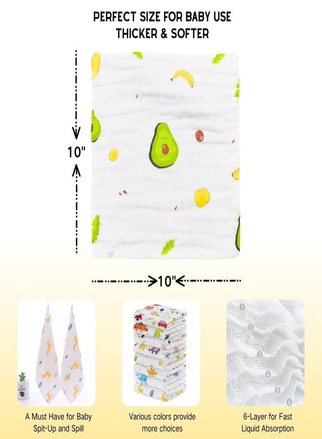 MALOMME Muslin Baby Washcloth 8 Pack - Soft & Absorbent Washcloth 6 Layer Natural Cotton Wash Cloths for Newborn Infant Toddler 10”x10” Large Gentle Face Towel for Sensitive Skin - Multi Pattens - Image 3