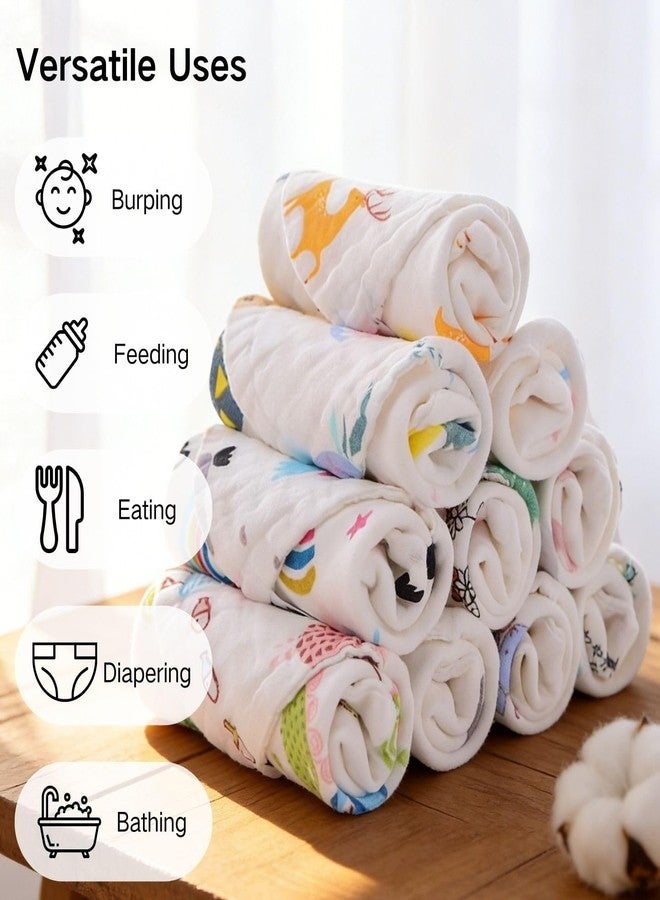 MALOMME Muslin Baby Washcloth 8 Pack - Soft & Absorbent Washcloth 6 Layer Natural Cotton Wash Cloths for Newborn Infant Toddler 10”x10” Large Gentle Face Towel for Sensitive Skin - Multi Pattens - Image 2