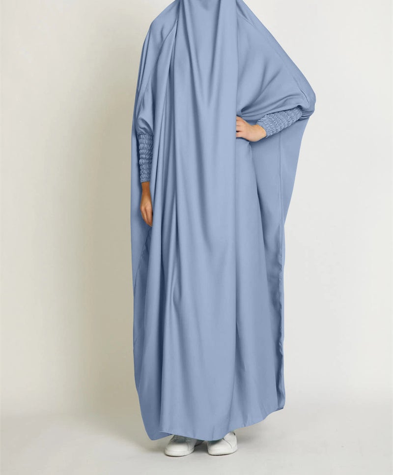 Elegant Solid Color Long Robe for Women Sky Blue 