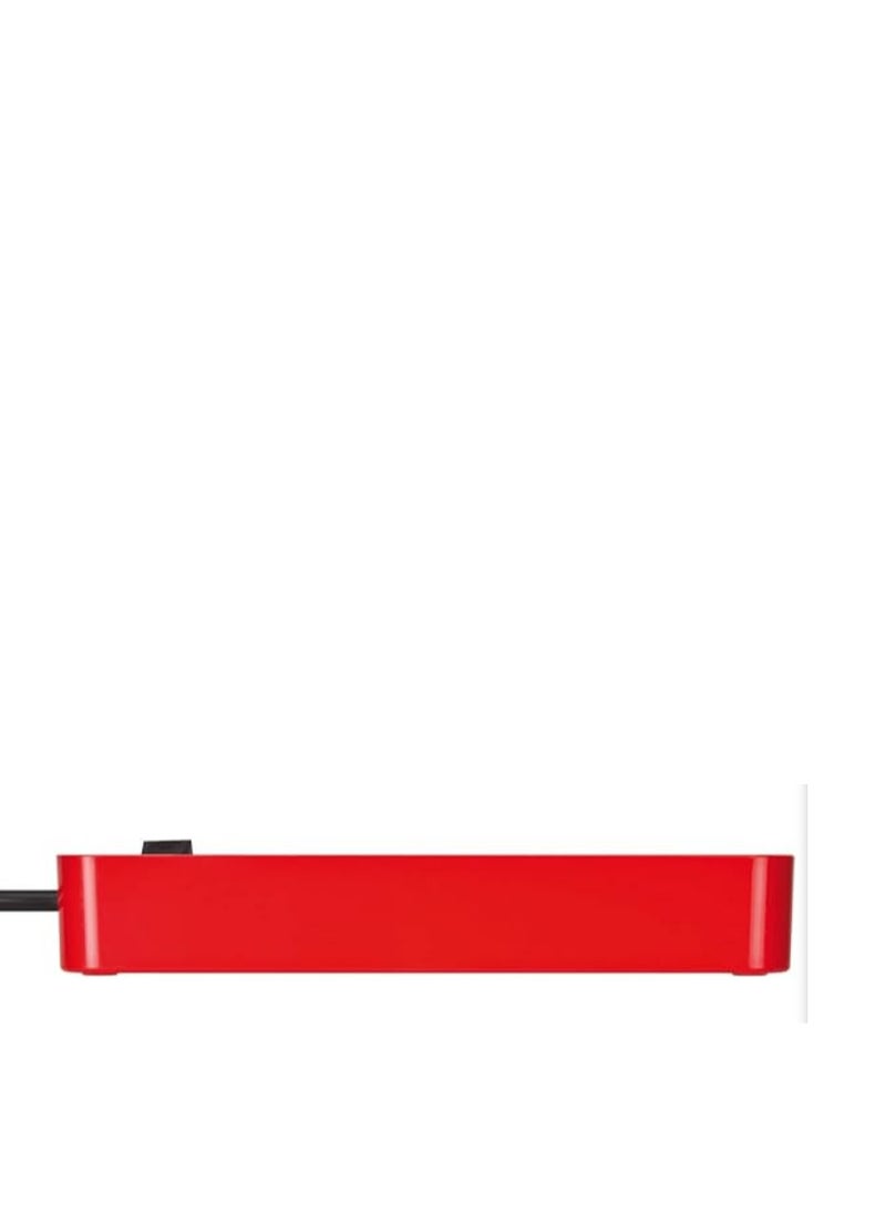 Brennenstuhl - 5-Way Extension Lead Red - Power Strip with 1.5m Cable, Safety Fuse Button, On/Off Switch, 90° Angled Sockets - Image 1
