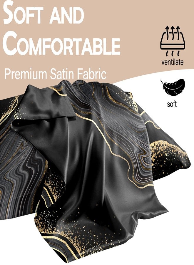 GABraden Satin Pillowcase 2PCS,Mulberry Silk Feeling Pillow Cases for Hair and Skin with Hidden Zipper,Satin Cooling Pillow Covers with Standard Size 20"X 26" (Black-Marble) - Image 3