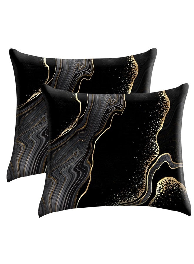 GABraden Satin Pillowcase 2PCS,Mulberry Silk Feeling Pillow Cases for Hair and Skin with Hidden Zipper,Satin Cooling Pillow Covers with Standard Size 20"X 26" (Black-Marble) - Image 1