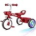 Umatoll Toddler Tricycle for 18 Month to 4 Year Old Boys GirlsToddler Bike Toys with Adjustable SeatLightUp WheelsBirthday Gift for Age 23 Red - Image 2