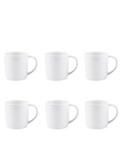 6-Piece Porcelain Mug Set 320ML White