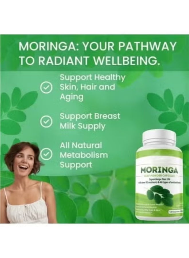 Moringa Capsules Single Origin Moringa Powder Organic. Moringa Leaf. Energy, Metabolism, & Immune Support. 120ct. 500mg Caps. ﻿ - Image 5