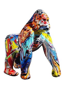 Colorful Gorilla Figurines,Art King Kong Statues,Graffiti Statue,Hand Painted Ape Sculptures 3d Graffiti Resin Wild Animals Decorative Statue.