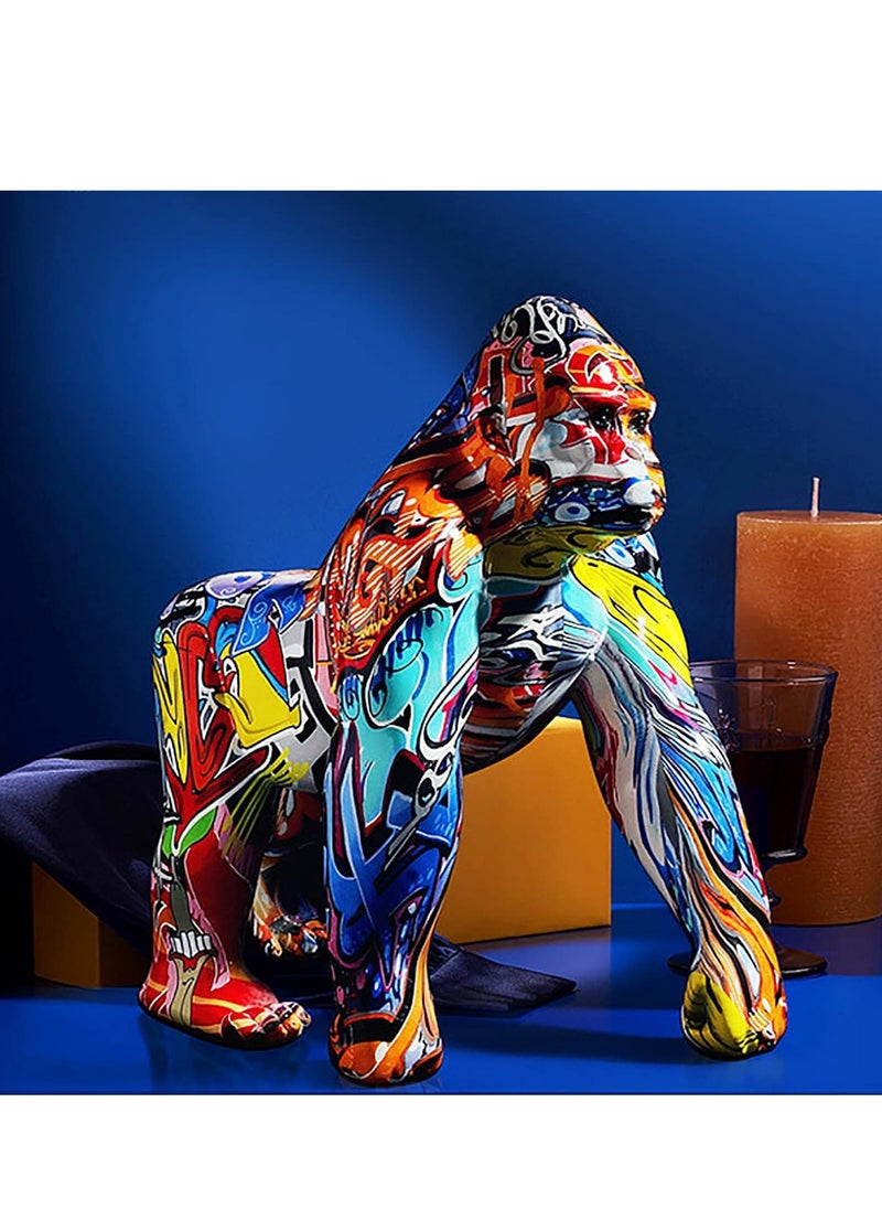 Generic - Colorful Gorilla Figurines,Art King Kong Statues,Graffiti Statue,Hand Painted Ape Sculptures 3d Graffiti Resin Wild Animals Decorative Statue. - Image 1