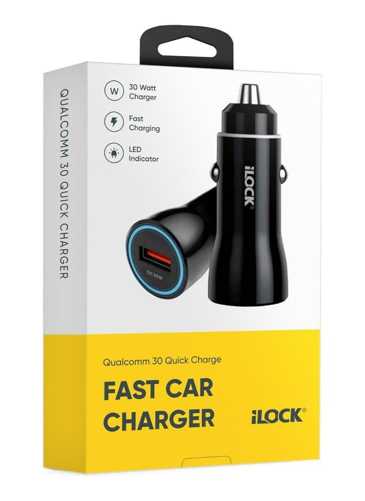 آي لوك اي لوك شاحن سيارة سريع 30 واط | USB-A | كوالكوم للشحن السريع 3.0 | مؤشر LED  - Image 1
