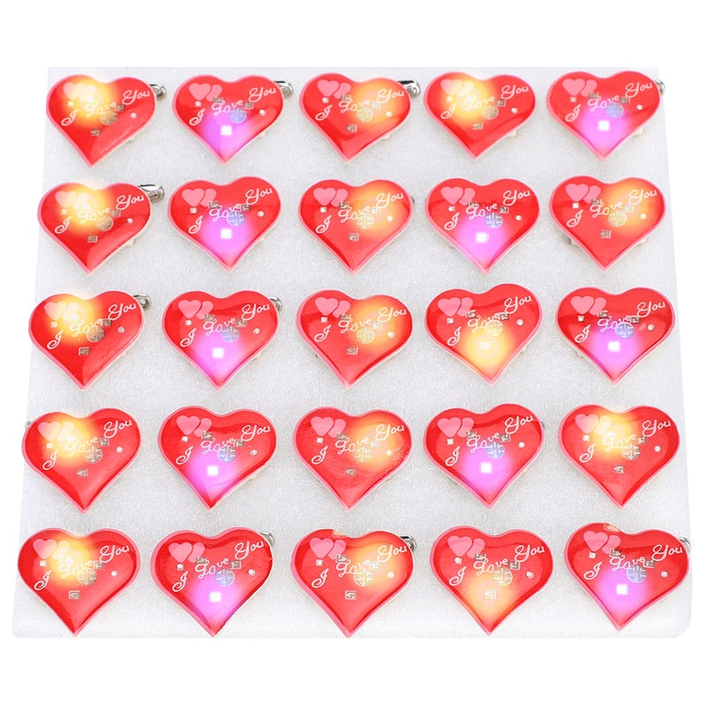 Light Up LED Brooches: 25pcs Heart Shaped - Reusable Easy To Wear Festive Pins for Holiday Parties DIY Crafts Kids Gifts - Image 5