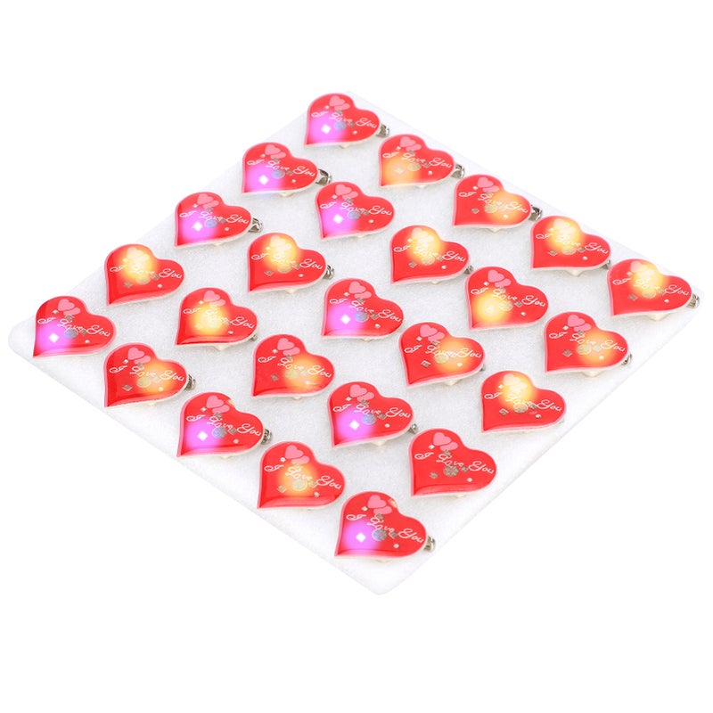 Light Up LED Brooches: 25pcs Heart Shaped - Reusable Easy To Wear Festive Pins for Holiday Parties DIY Crafts Kids Gifts - Image 4