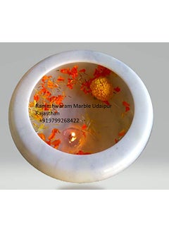 R&M RM 9inch Makrana Marble Bowl Rameshwaram Marble for Home Decoration and Festival Flower Candle Decor Creativity  - Image 2