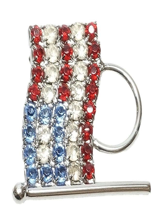 Calabria American Flag Pin Eyeglasses Holder ID Badge Holding Brooch Patriotic Rhinestone Red White Blue USA Shirt Hat Pants - Image 5
