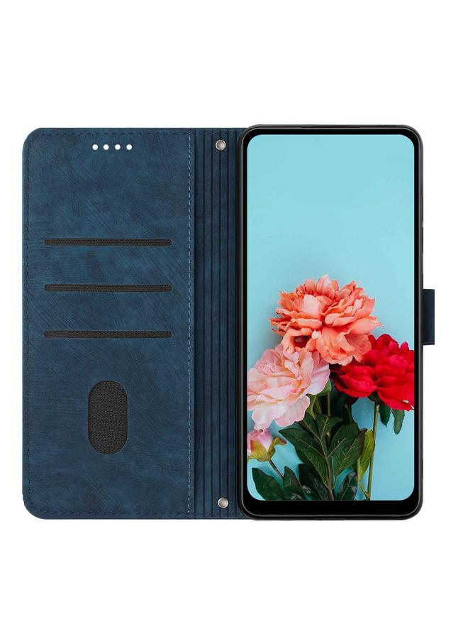 اس-توب جراب هاتف من الجلد بتصميم مخطط لهاتف Samsung Galaxy A05 مع حبل طويل - Image 3