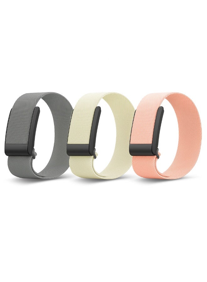 O Ozone (Pack of 3) Nylon Sport Bands Compatible with Whoop 5.0 Band, Fast-Drying and Sweat-Wicking, Soft Adjustable Breathable Wristband Strap - Fitness Tracker Accessories- Starlight/Grey/Pink - Image 1