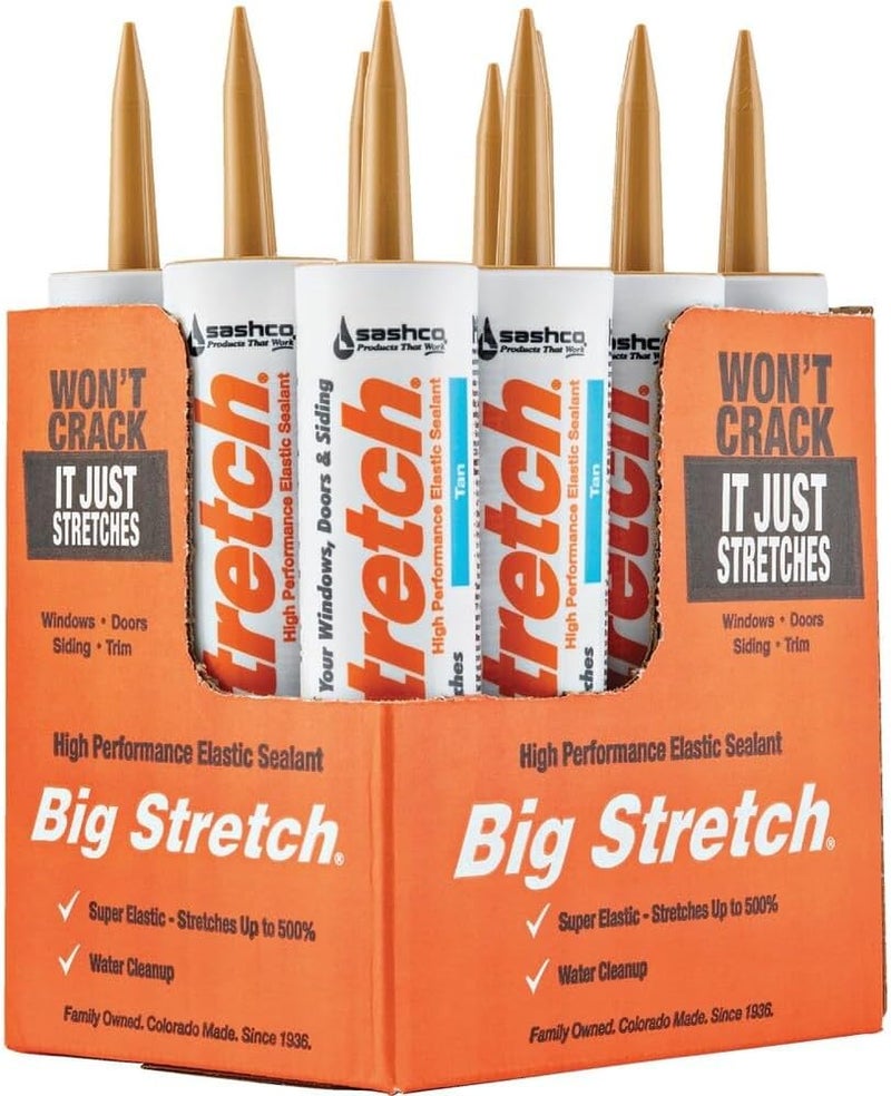 Sashco Big Stretch Acrylic Latex High Performance Caulking Sealant, 10.5 oz, Tan - Image 2
