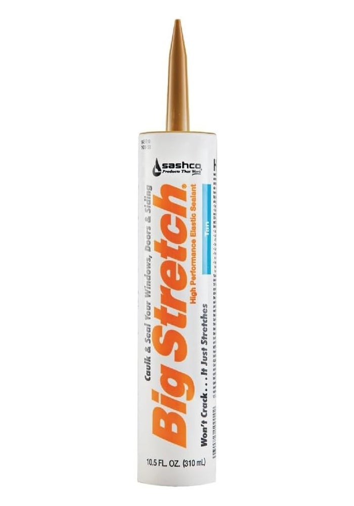 Sashco Big Stretch Acrylic Latex High Performance Caulking Sealant, 10.5 oz, Tan - Image 1