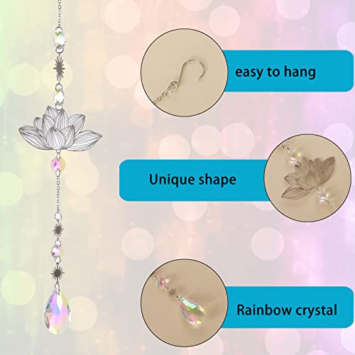 Worgree Sun Catchers, 6 Pieces Colorful Suncatchers Decorative Hanging Clear Crystal Prism Rainbow with Silver Moon Sun Metal Forms Suncatcher Kit for Window Indoor Outdoor Car Mirror Decor Xmas Gift - Image 5