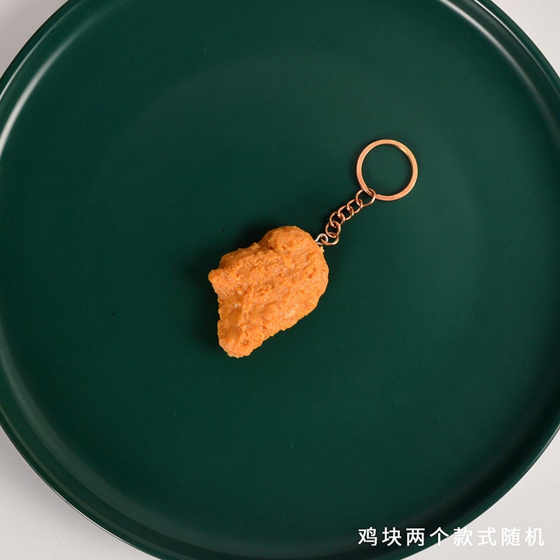 Realistic Fast Food Model KeychainsSingle chicken nuggets (Golden keychain) Single chicken nuggets (Golden keychain)