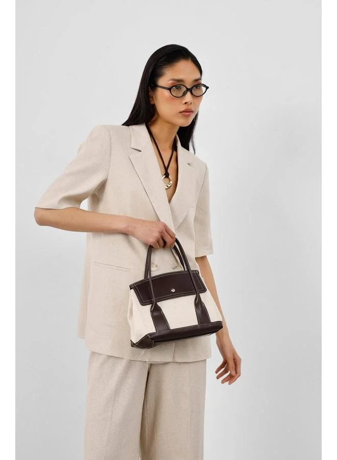 Shule Bags  Suede Adorned Canvas Hand and Cross Coffee. for Women | Best Price UAE
