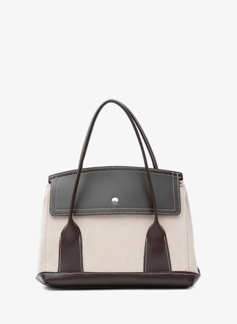 Shule Bags  Suede Adorned Canvas Hand and Cross Coffee. for Women | Best Price UAE
