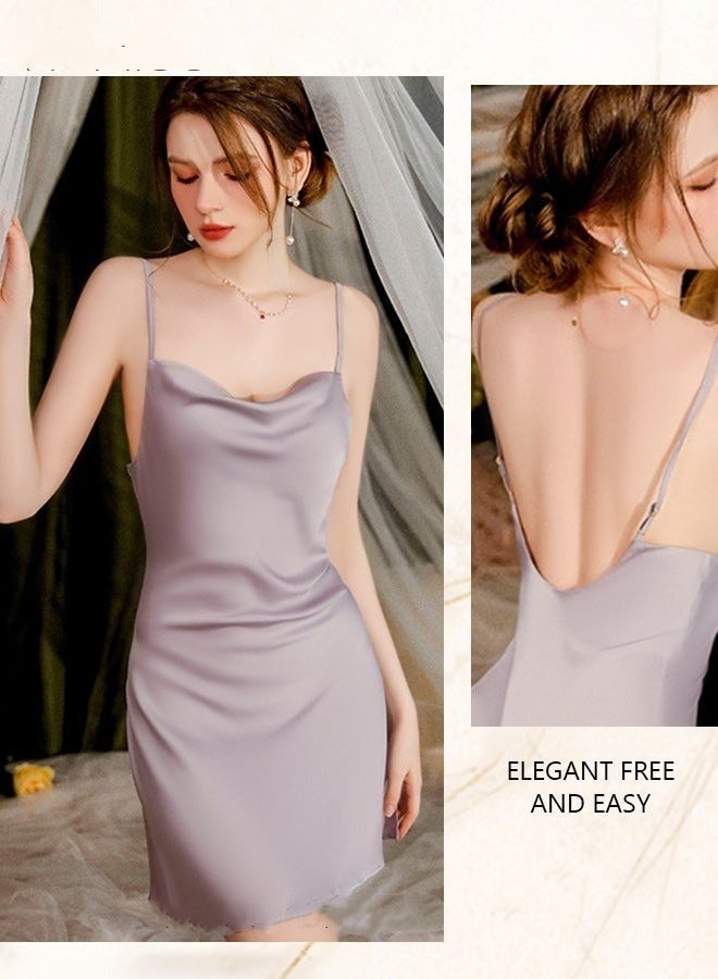 NIBEMINENT 2-Piece Set of Women Pajamas with V-Neck Design Home Wear Same Color Outer Robe and Lace Element Nightgown - Image 3