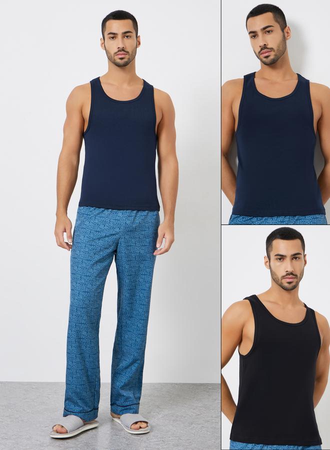 ستايلي مجموعة من 2 فيست قطني بتفاصيل مضلعة - Image 1