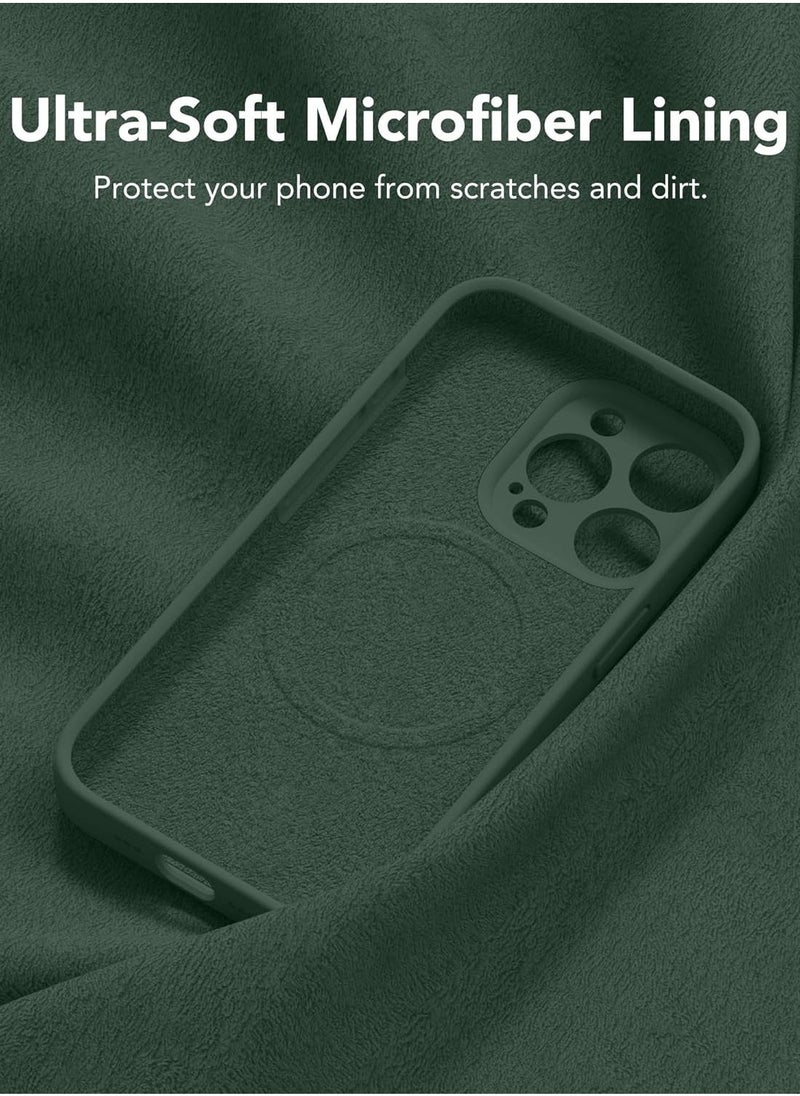 Raxoom iPhone 15 Pro Max Case Silicone, Compatible with MagSafe, [Camera Protection][2X Screen Protectors] Slim Shockproof Protective Case, Soft Anti-Scratch Microfiber Lining, Alpine Green - Image 5