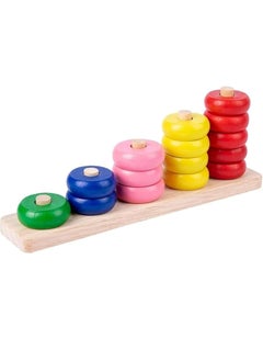 Mike Music Wooden Colorful Rainbow Calculate Circle, Educationa,Counting Rings , Abacus Stacking Ring , 1 to 5 Abacus Counting Toy  - Image 1