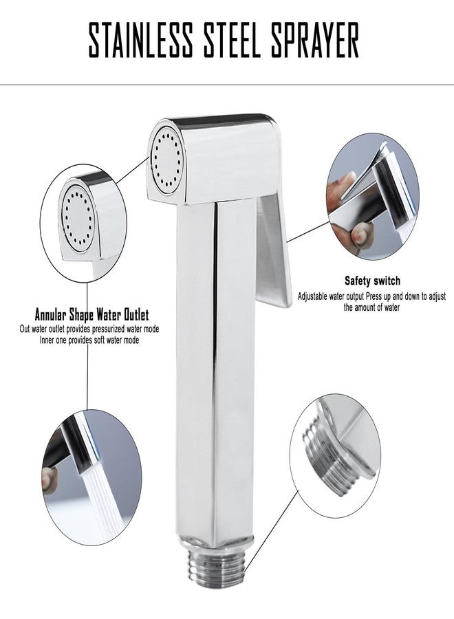 HOMEMATES Premium High-Pressure Brass Handheld Bidet Spray-Health Faucet Jet Shower for Bathroom/Western Toilet (Health Faucet Set, D-Square) - Image 2