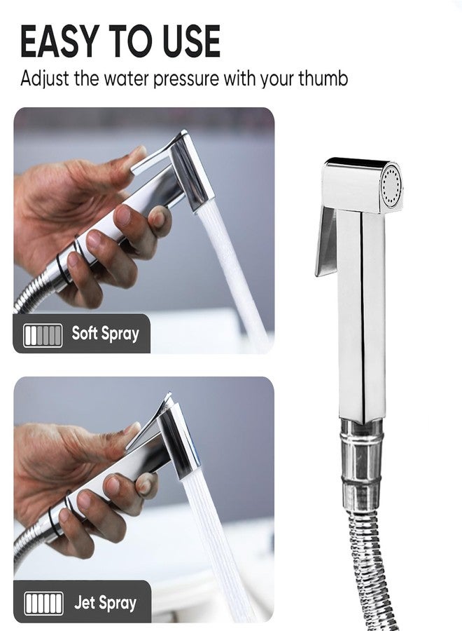 HOMEMATES Premium High-Pressure Brass Handheld Bidet Spray-Health Faucet Jet Shower for Bathroom/Western Toilet (Health Faucet Set, D-Square) - Image 3