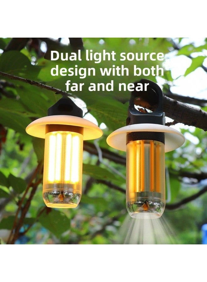 Portable Multi-function Camping Lamp Dual Light Source Two In One Flashlight Outdoor Atmosphere Tent Lamp Camping Lamp-Color:Yy17 Gray-eight Tungsten Wires: Flashlight + Data Cable + Color Box - Image 5