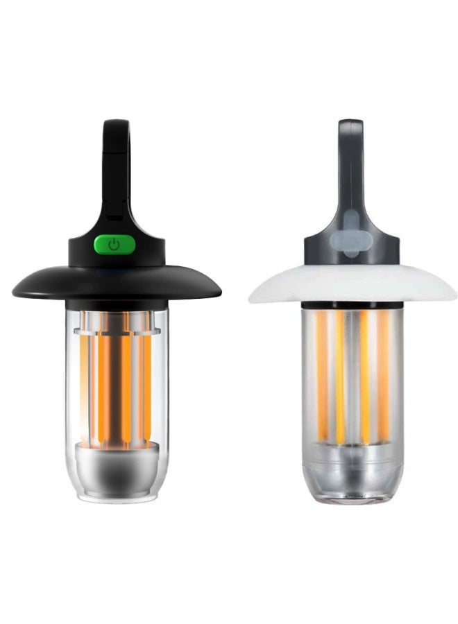 Portable Multi-function Camping Lamp Dual Light Source Two In One Flashlight Outdoor Atmosphere Tent Lamp Camping Lamp-Color:Yy17 Gray-eight Tungsten Wires: Flashlight + Data Cable + Color Box - Image 2