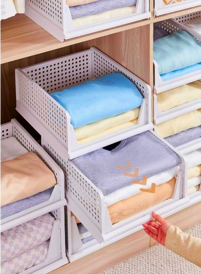 Chase Up 3Pack Stackable Closet Organizer Box,Multifunctional & Foldable Closet Storage Basket for Bathroom Kitchen Office Dorm Laundry Room Wardrobe Storage,Space-Saving Clothes Drawer (3Pack) - Image 5