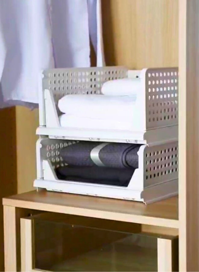 Chase Up 3Pack Stackable Closet Organizer Box,Multifunctional & Foldable Closet Storage Basket for Bathroom Kitchen Office Dorm Laundry Room Wardrobe Storage,Space-Saving Clothes Drawer (3Pack) - Image 3