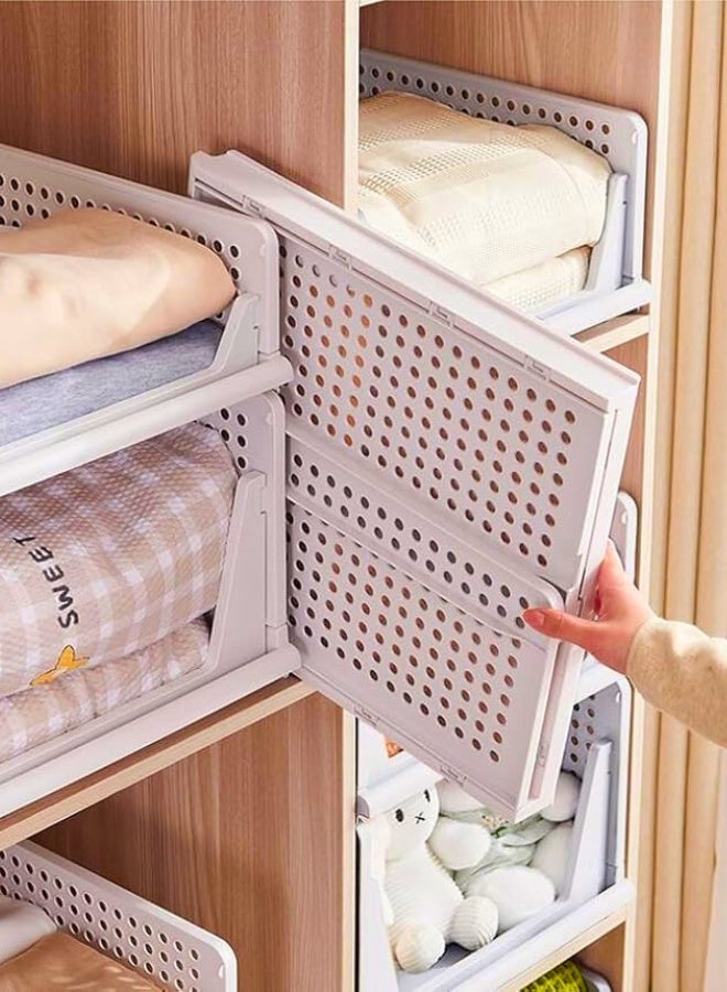 Chase Up 3Pack Stackable Closet Organizer Box,Multifunctional & Foldable Closet Storage Basket for Bathroom Kitchen Office Dorm Laundry Room Wardrobe Storage,Space-Saving Clothes Drawer (3Pack) - Image 4