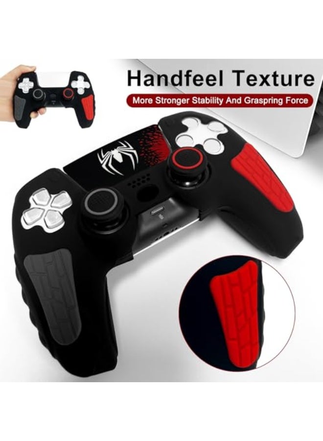 HPMY Black Anti Slip PS5 Controller Skin Set, Soft Protective Controller Cover Case for PlayStation 5/Slim/Pro Control with Touch Pad Stickers and 2 Thumb Grip Caps - Image 3