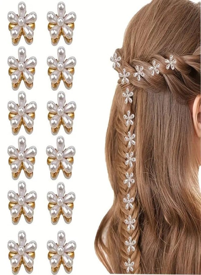 glimm Mini Pearl Flower Hair Claw Clips - Elegant Decorative Hair Accessories for Women & Girls pack of 12 pcs - Image 1
