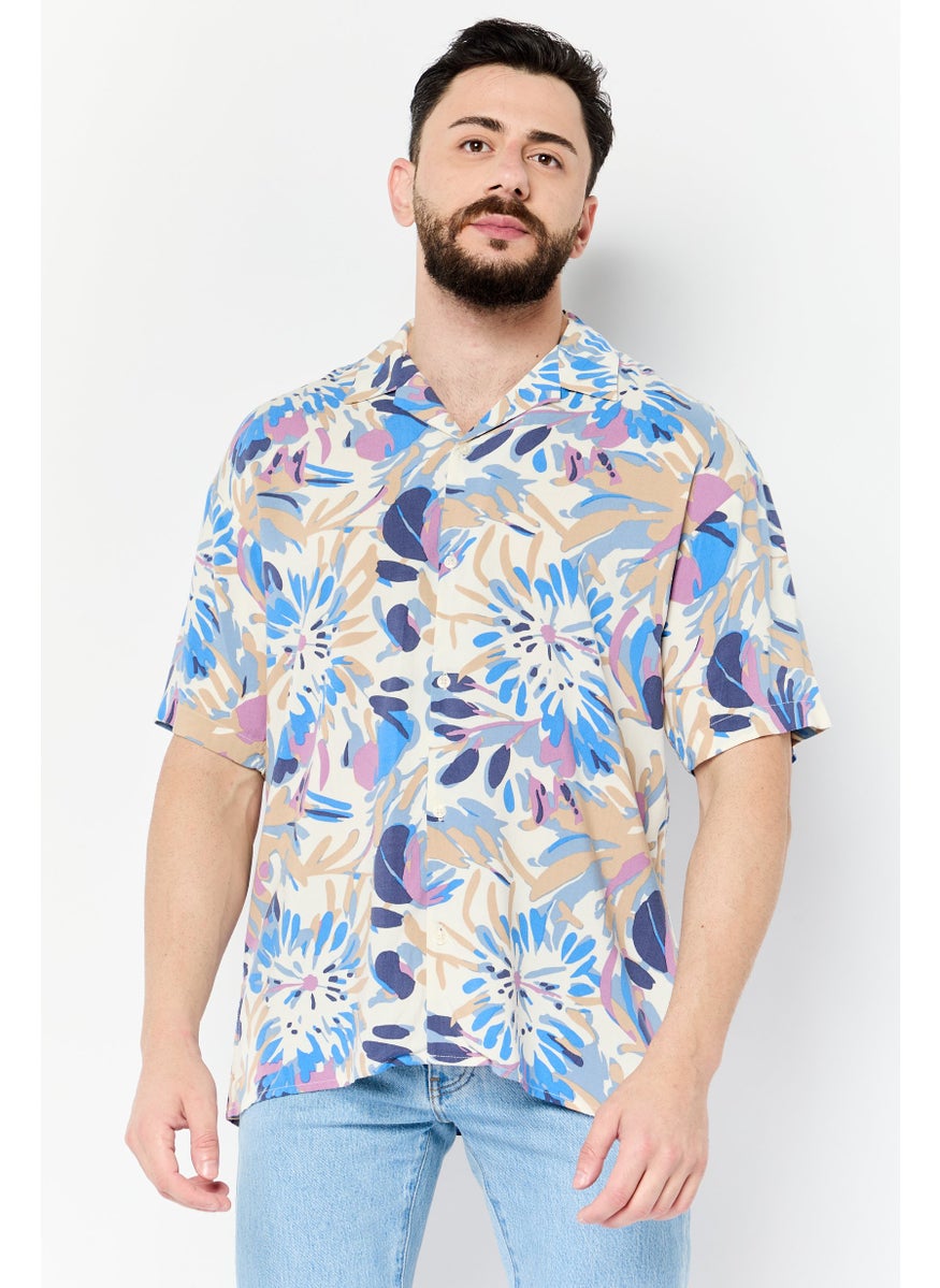 Jack Jones Men Regular Fit Allover Print Short Sleeves Casual Shirt, Multicolor  - Image 1