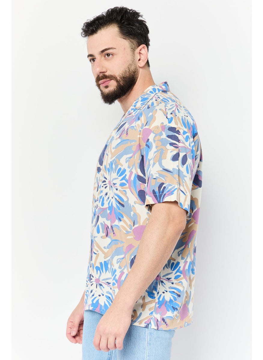 Jack Jones Men Regular Fit Allover Print Short Sleeves Casual Shirt, Multicolor  - Image 3