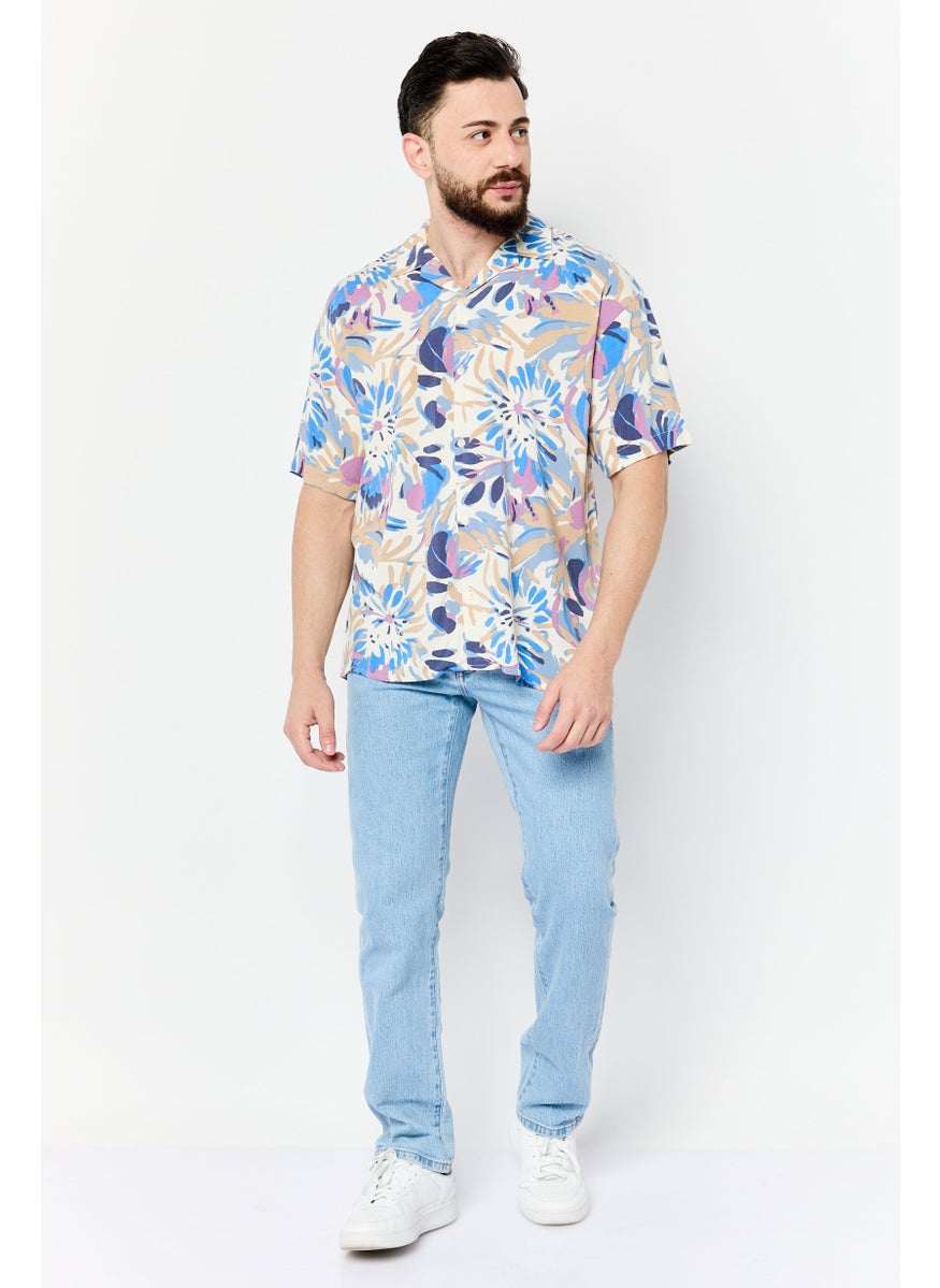 Jack Jones Men Regular Fit Allover Print Short Sleeves Casual Shirt, Multicolor  - Image 2