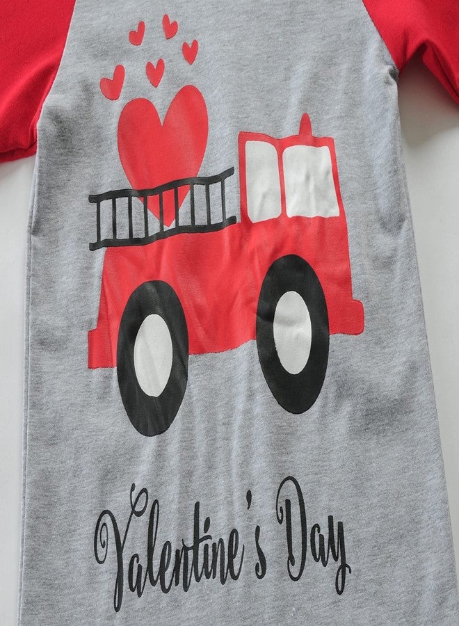 CM-Kid Toddler Boys Valentine's Pajamas Kids Long Sleeve Pjs Sets for Boy Valentines Jammies 100% Cotton 2 Pieces Load of Heart Truck Sleepwear Size 5 - Image 3