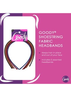 Goody Goody Ouchless Shoestring Headbands - 5 Ct, Assorted Colors, Stylish & Lightweight Thin Headbands, Damage-Free Fabric Headbands for Women & Men, All-Day Comfort, For All Occasions, All Hair Types  - Image 2