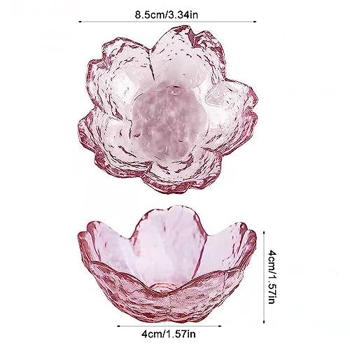 Rayberro 4 Pack Sakura Sauce Dishes Set, Pink Cherry Flower Crystal Glass Appetizer Plates Dipping Bowls Tasting Dishes Serving Dish Seasoning Saucers Bowl Little Bowls Ice Cream Snack Sushi Soy Condiment Dish - Image 2
